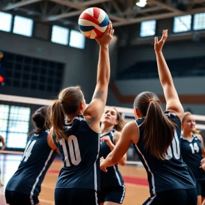 Texas Volleyball players during a match