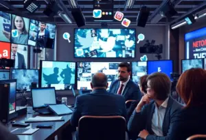 A representation of traditional media grappling with the complexities of the internet.