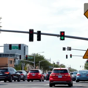 Urban intersection in Austin emphasizing traffic safety