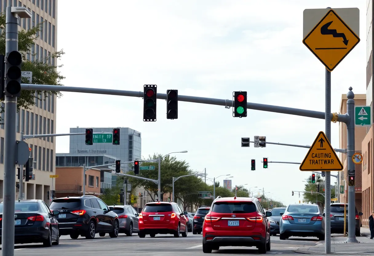 Urban intersection in Austin emphasizing traffic safety