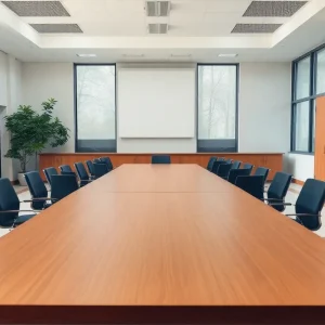 Empty faculty meeting room at University of Texas
