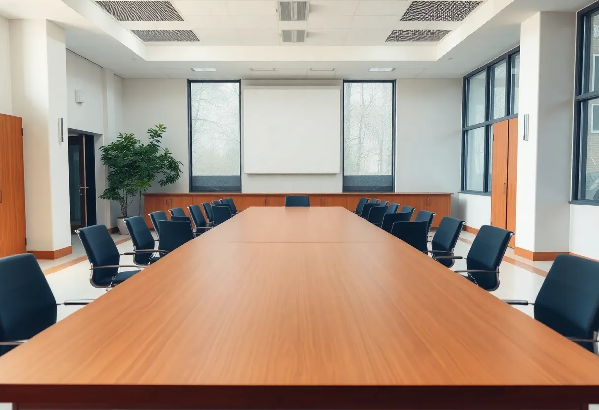 Empty faculty meeting room at University of Texas