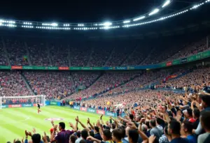 Fans cheering at USMNT vs Ecuador match at Q2 Stadium