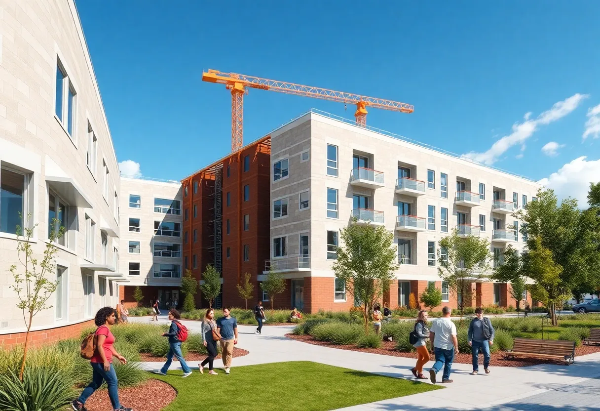 Rendering of new student housing complex at UT Austin