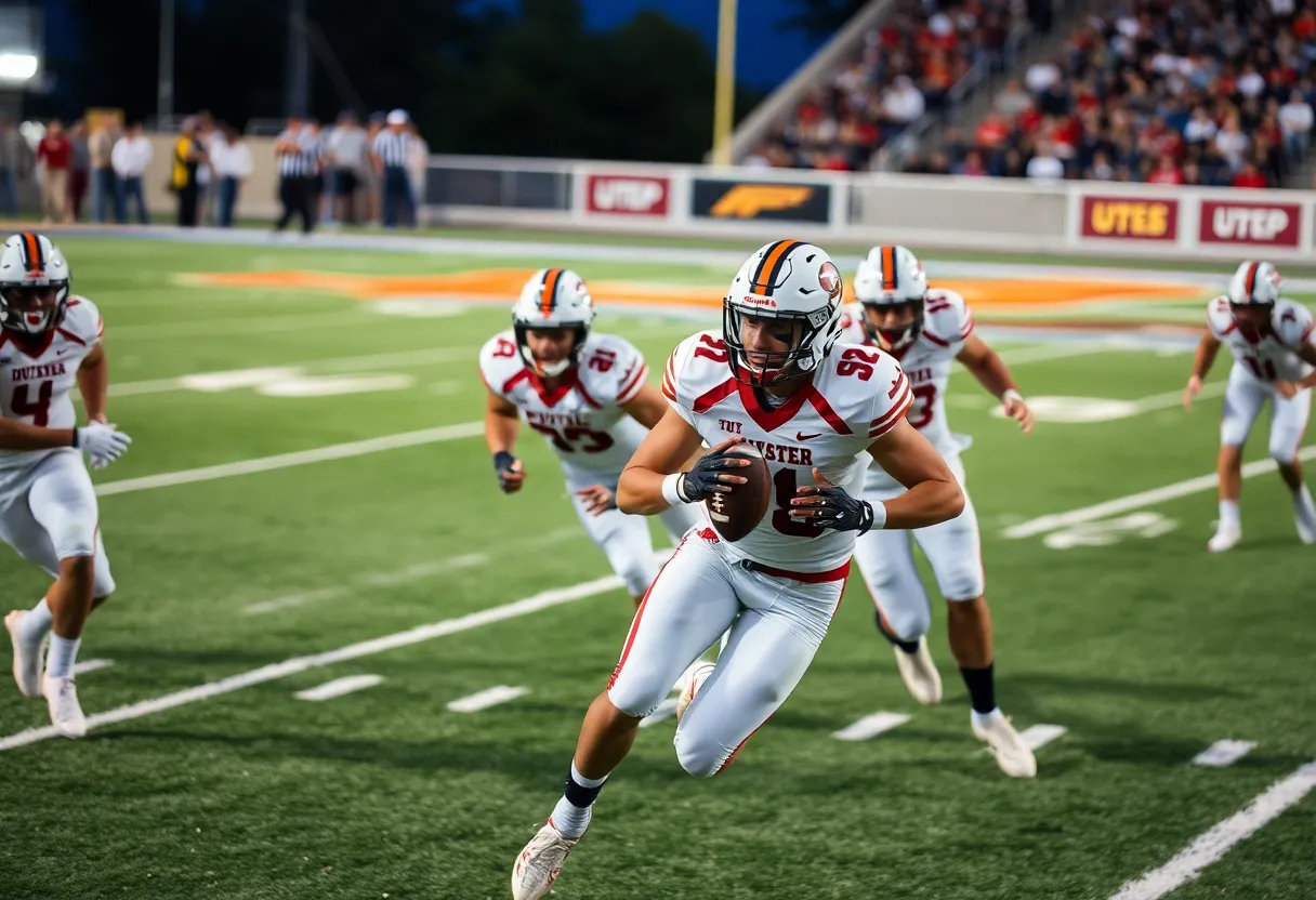 Players from UTEP football team in action against Texas.
