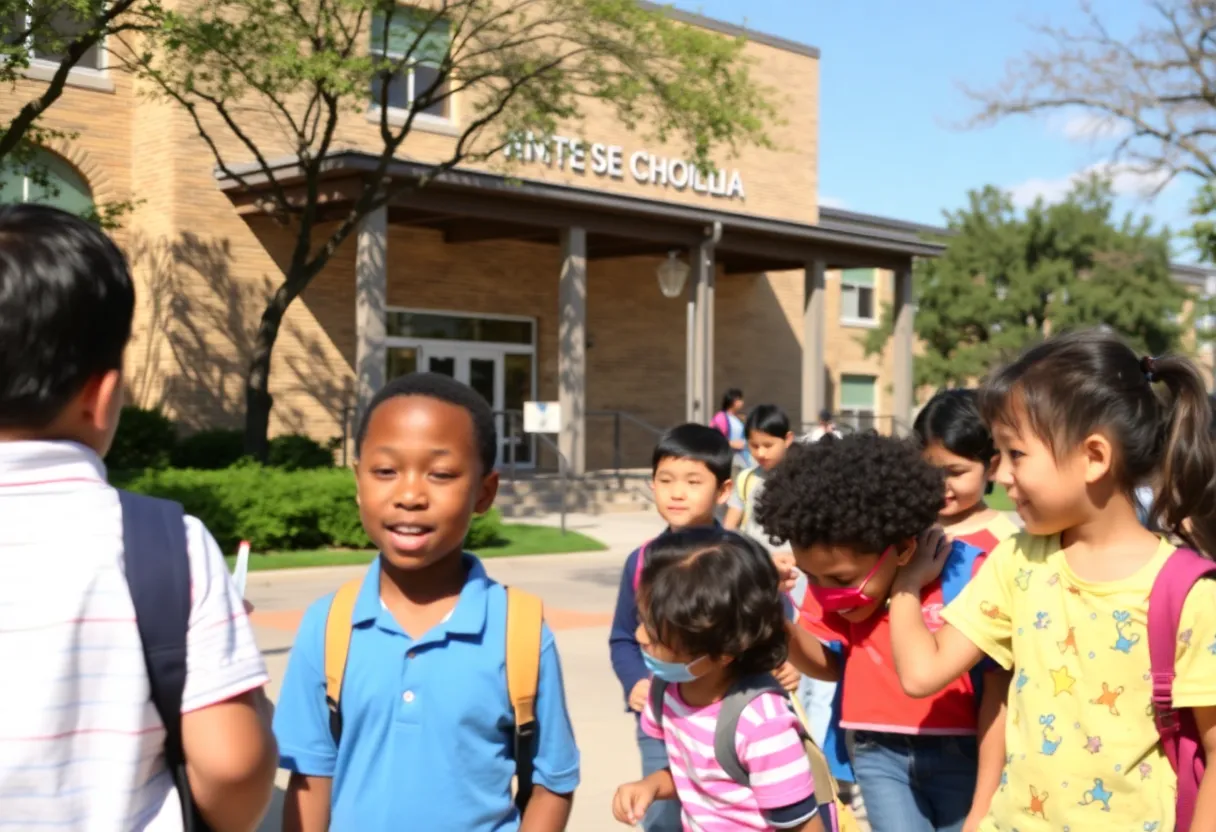 Austin School Building with Diverse Students
