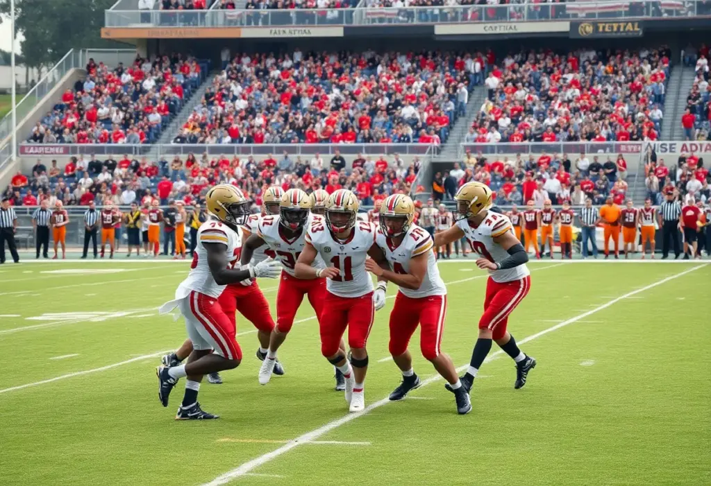 Anderson Trojans football players in action during a game