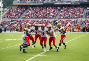 Anderson Trojans football players in action during a game