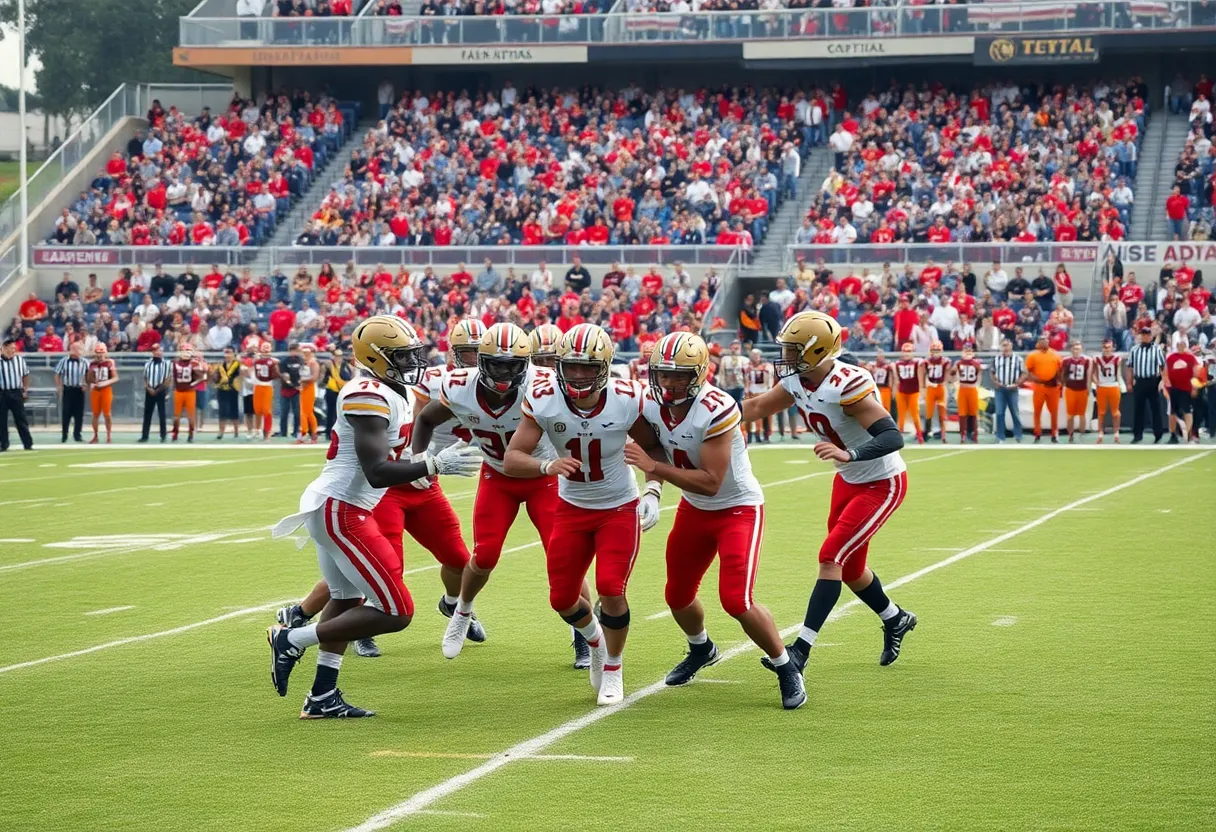 Anderson Trojans football players in action during a game