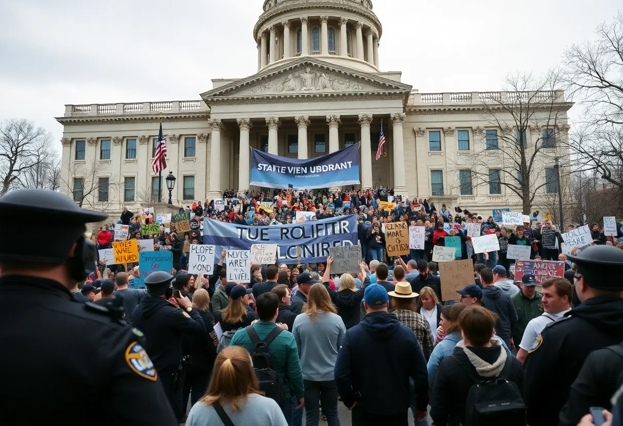 Peaceful protesters at Texas Capitol building during No Kings protest
