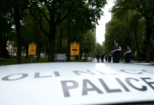 Warning sign about car break-ins in Austin city park