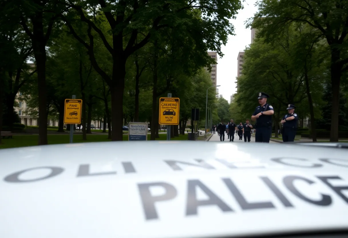 Warning sign about car break-ins in Austin city park
