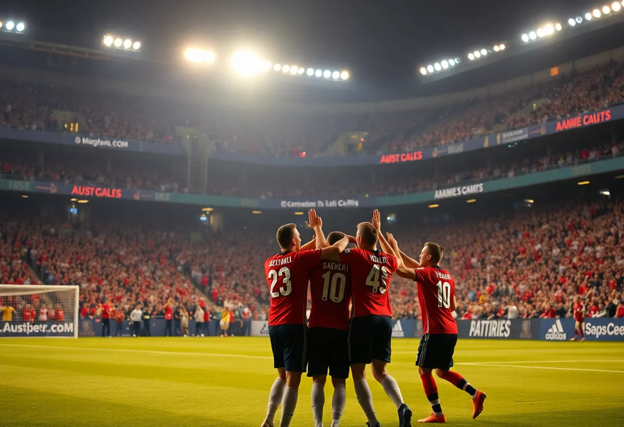 Austin FC fans celebrating after winning against LAFC