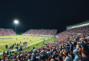 Football players from Austin High School and Westlake High School competing in a game.