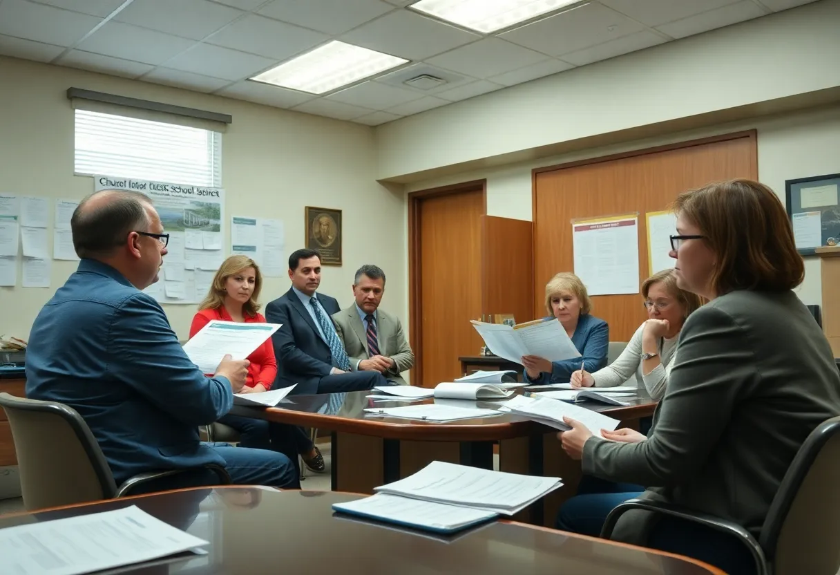 Community members discussing school closures in Austin ISD