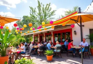 Outdoor patio dining at a restaurant in Austin