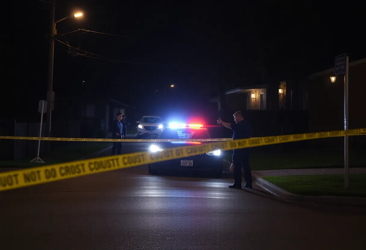 Police investigating a crime scene in Austin