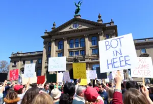 Crowd of protesters at Austin rally