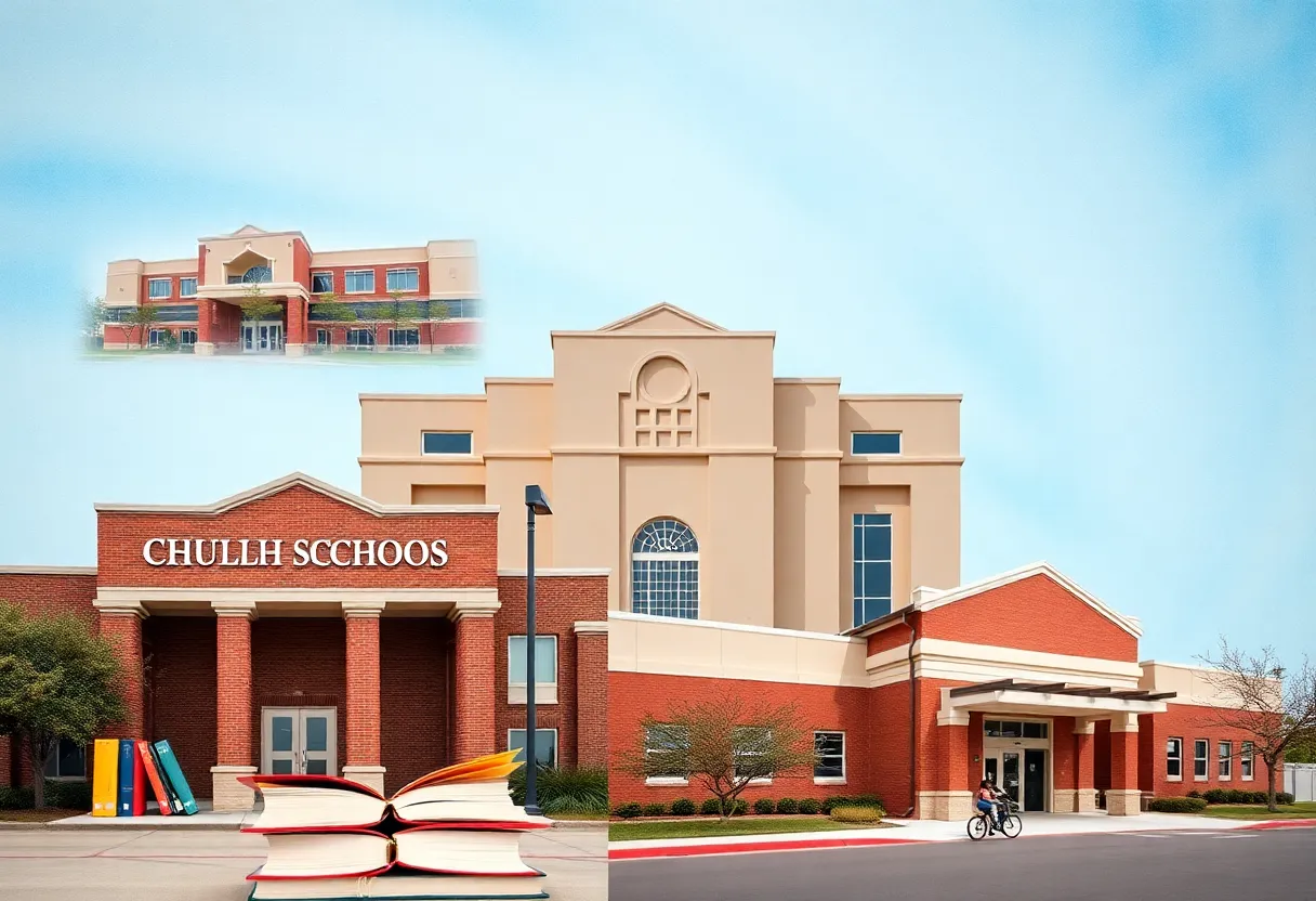 Collage depicting school buildings in Austin, Texas, representing proposed closures.