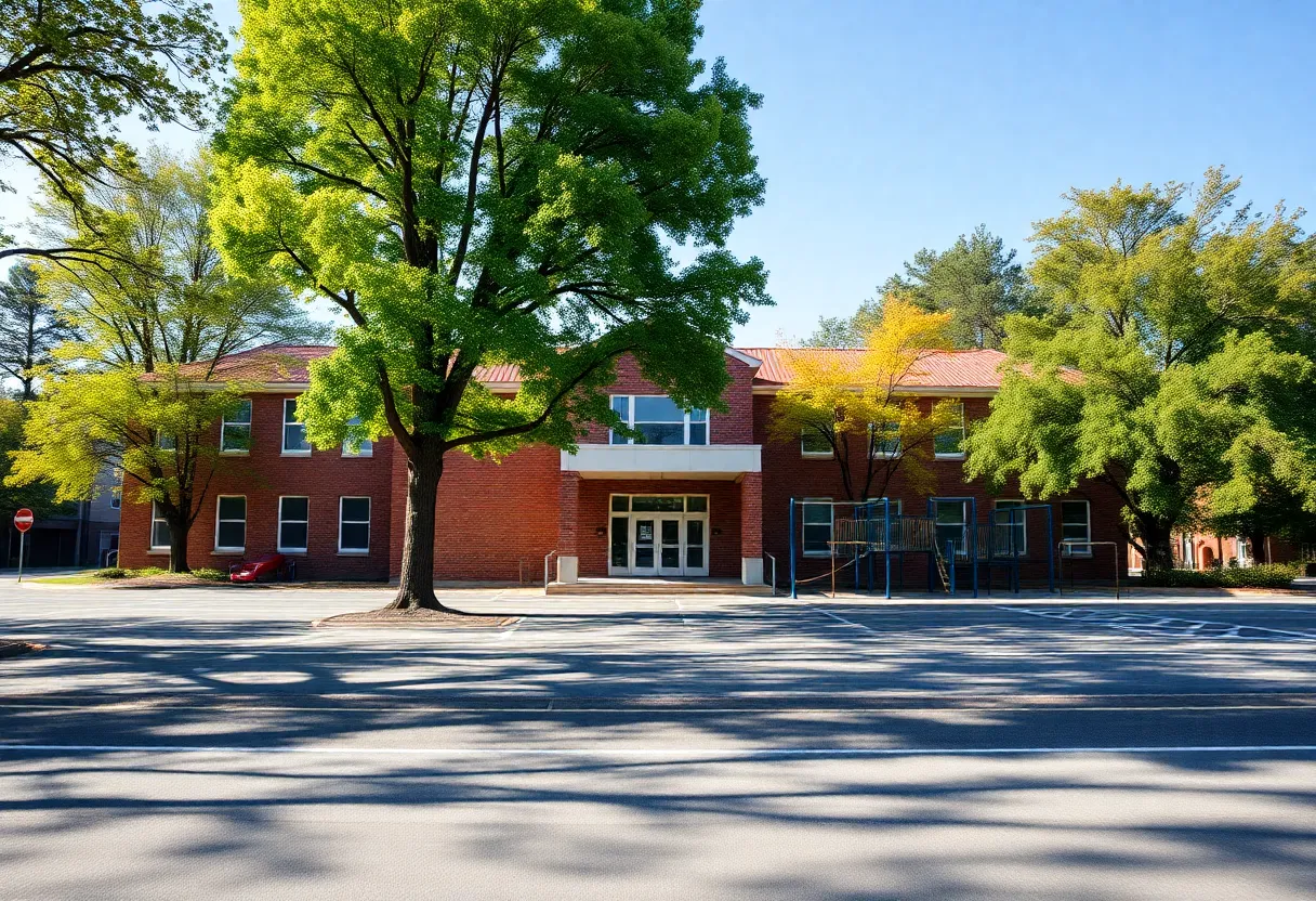 Empty playground at an Austin school