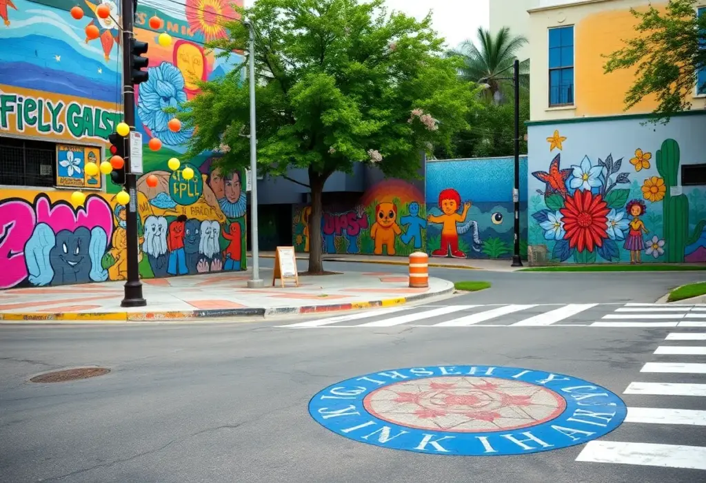 Colorful street art in Austin, reflecting local culture and diversity