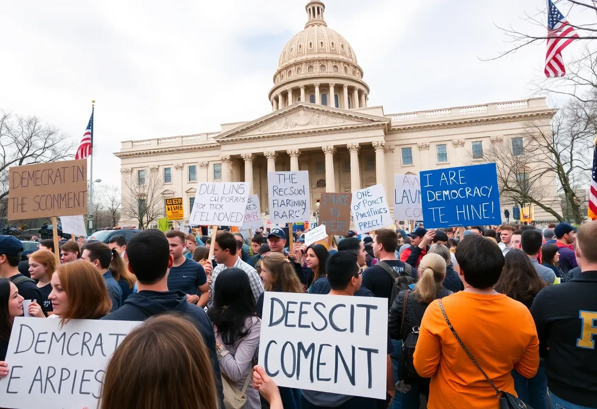 Protesters at the Texas State Capitol during a demonstration.