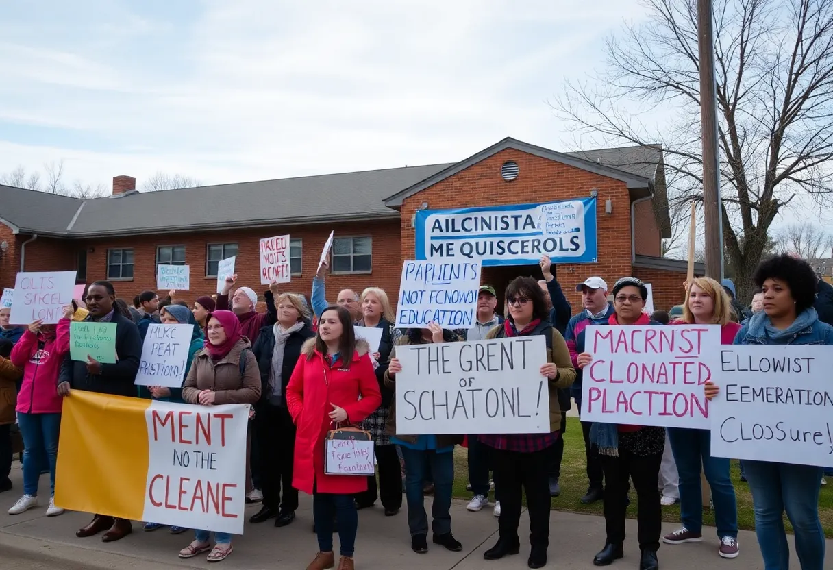 Parents and community members protesting school closures