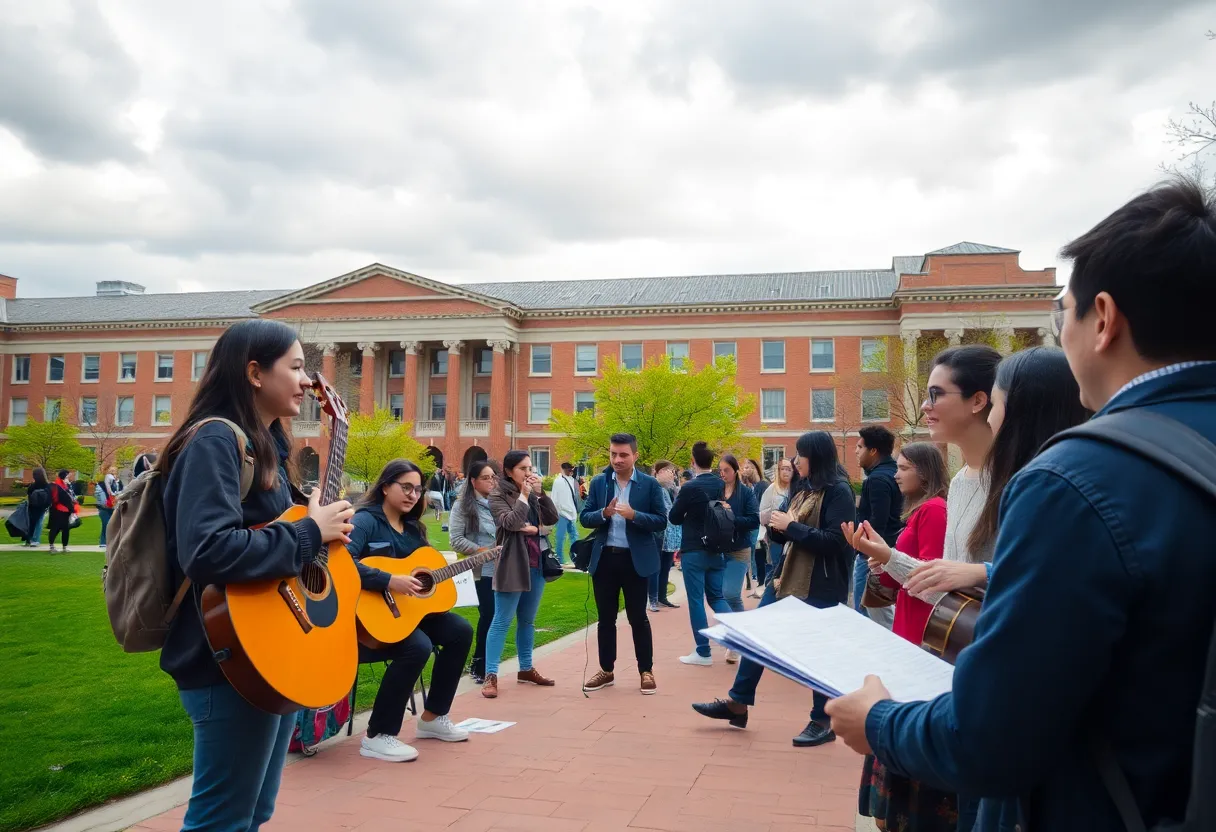 Students participating in expressive activities on a university campus