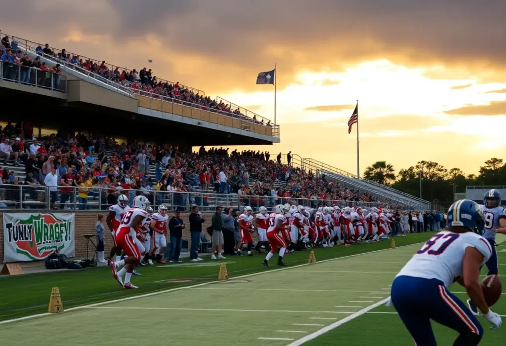 Players in a Texas high school football game