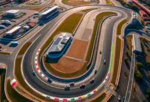 Aerial view of the Circuit of the Americas during a race