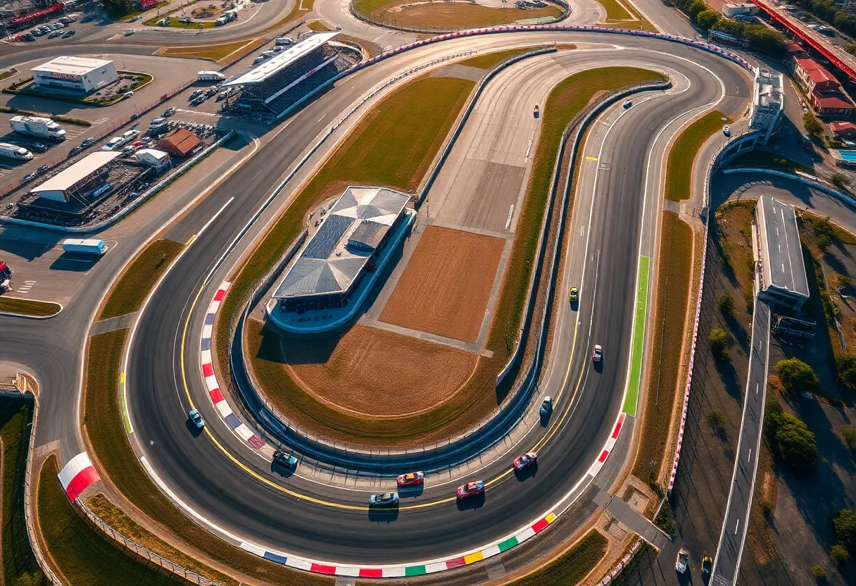 Aerial view of the Circuit of the Americas during a race