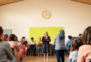 Community members gather to honor a beloved educator.