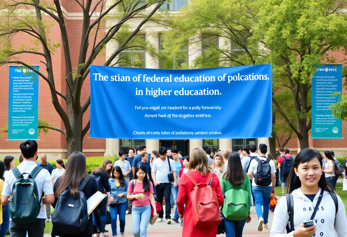 Students discussing policies on campus at the University of Texas.