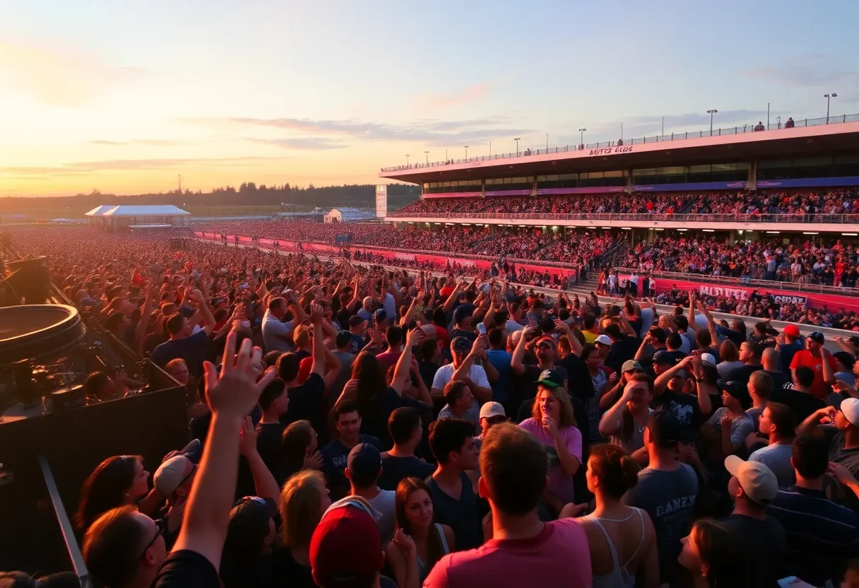 Fans enjoying Garth Brooks live concert at the Formula 1 Grand Prix