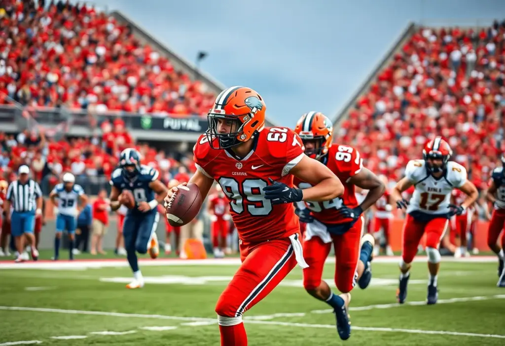 Stephen F. Austin Lumberjacks celebrating a touchdown