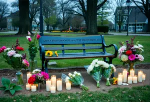 Community memorial for philanthropist in a park