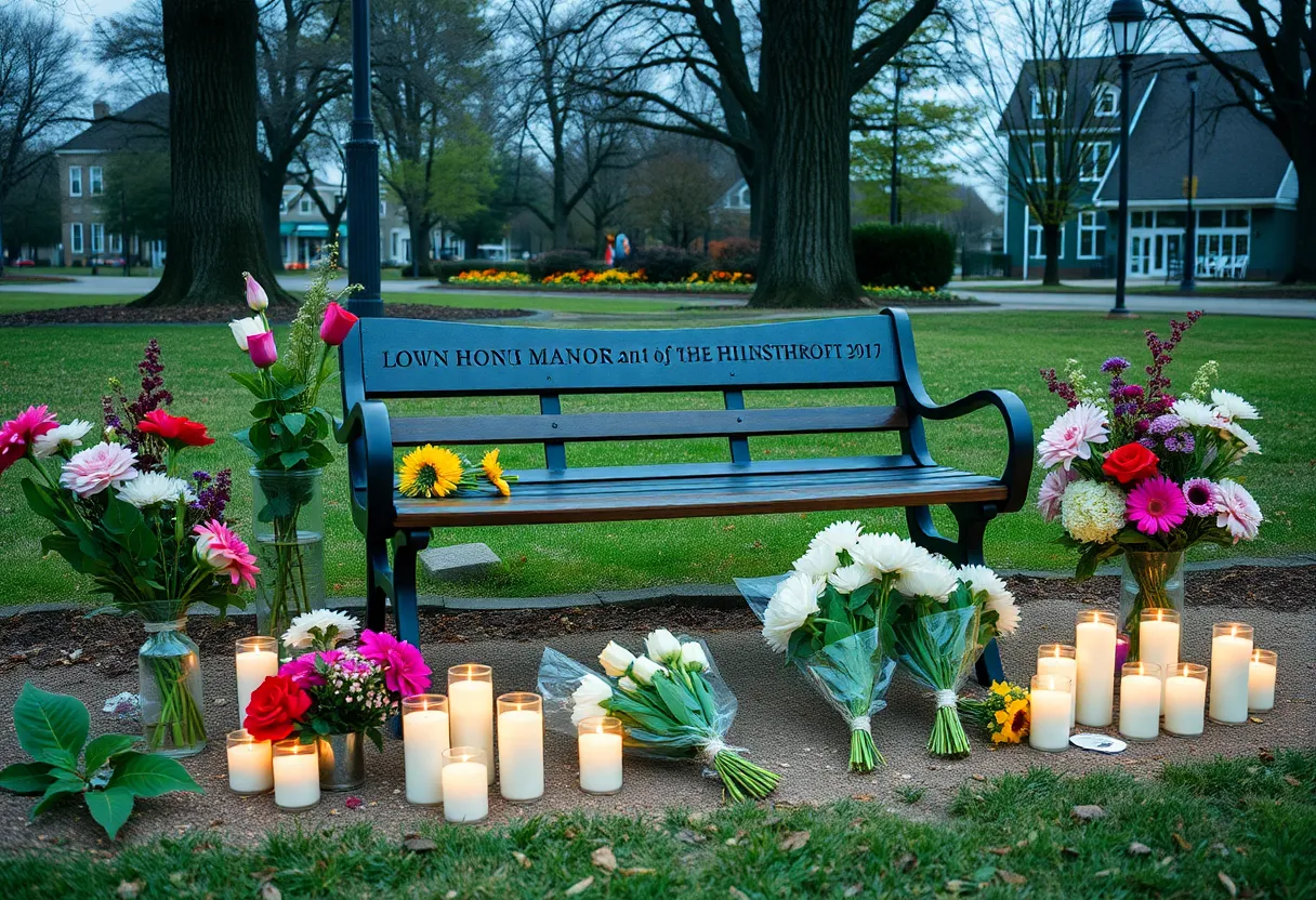 Community memorial for philanthropist in a park