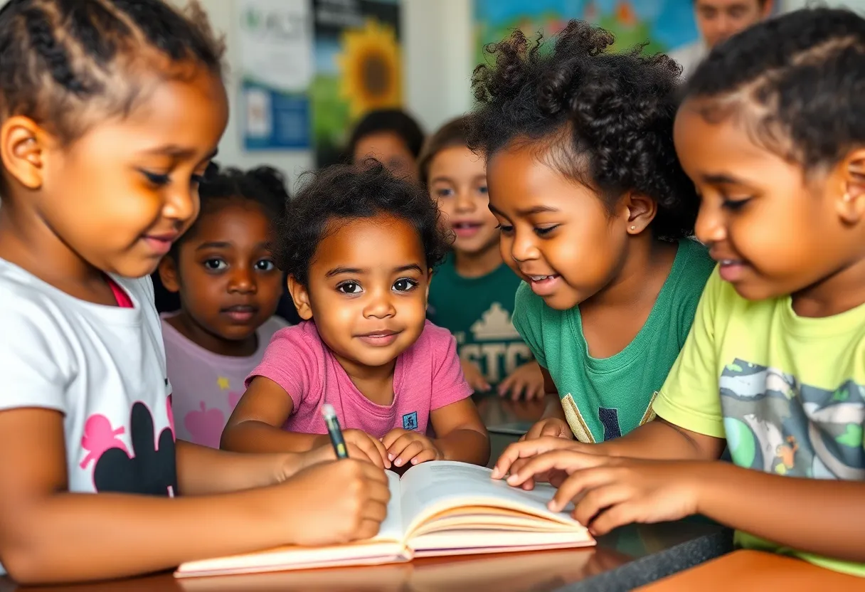 Children receiving mentorship in a supportive environment