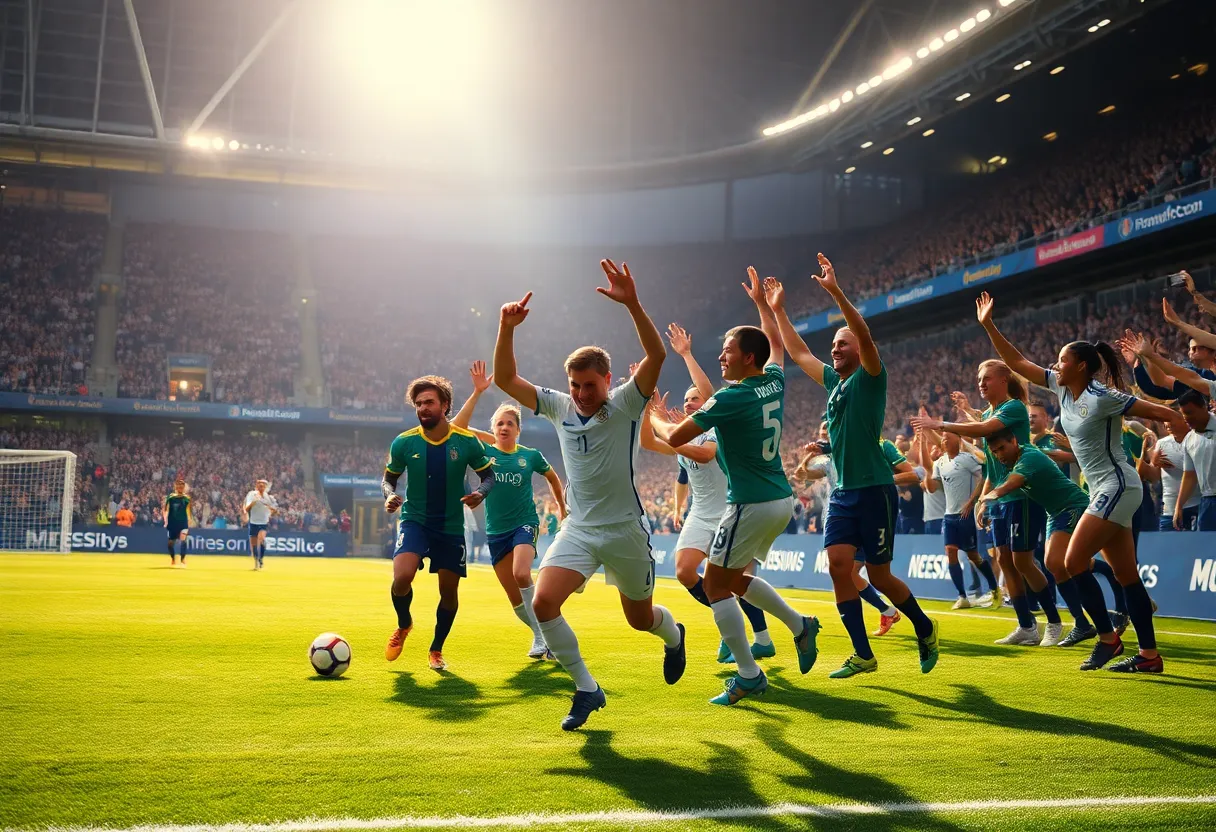 Nashville SC team celebrating their first major trophy win