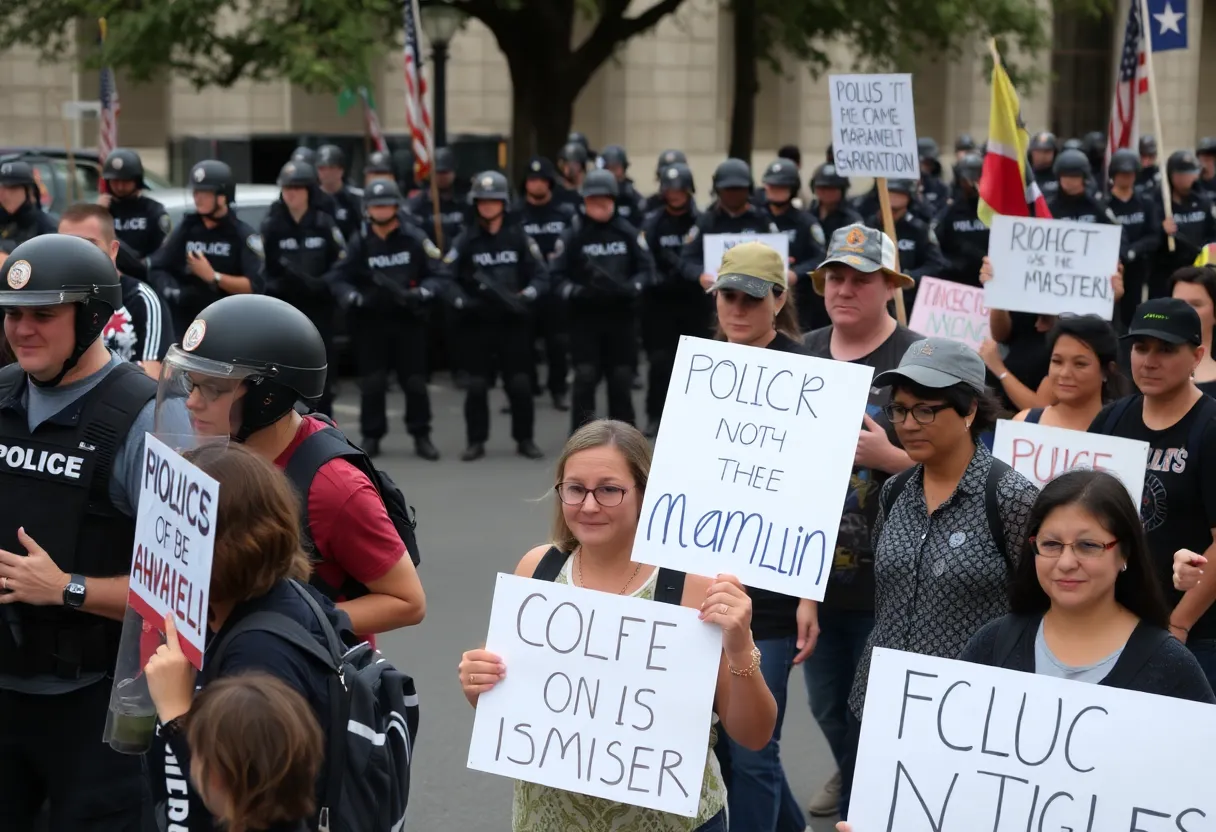 National Guard troops monitoring a protest in Austin