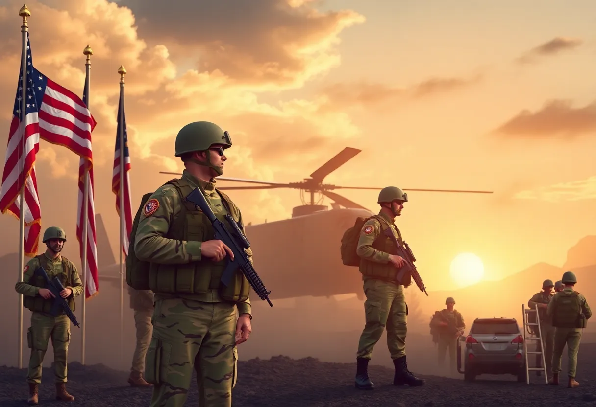 Illustration representing the National Guard deployment and military presence