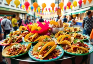 A colorful display of tacos celebrating National Taco Day
