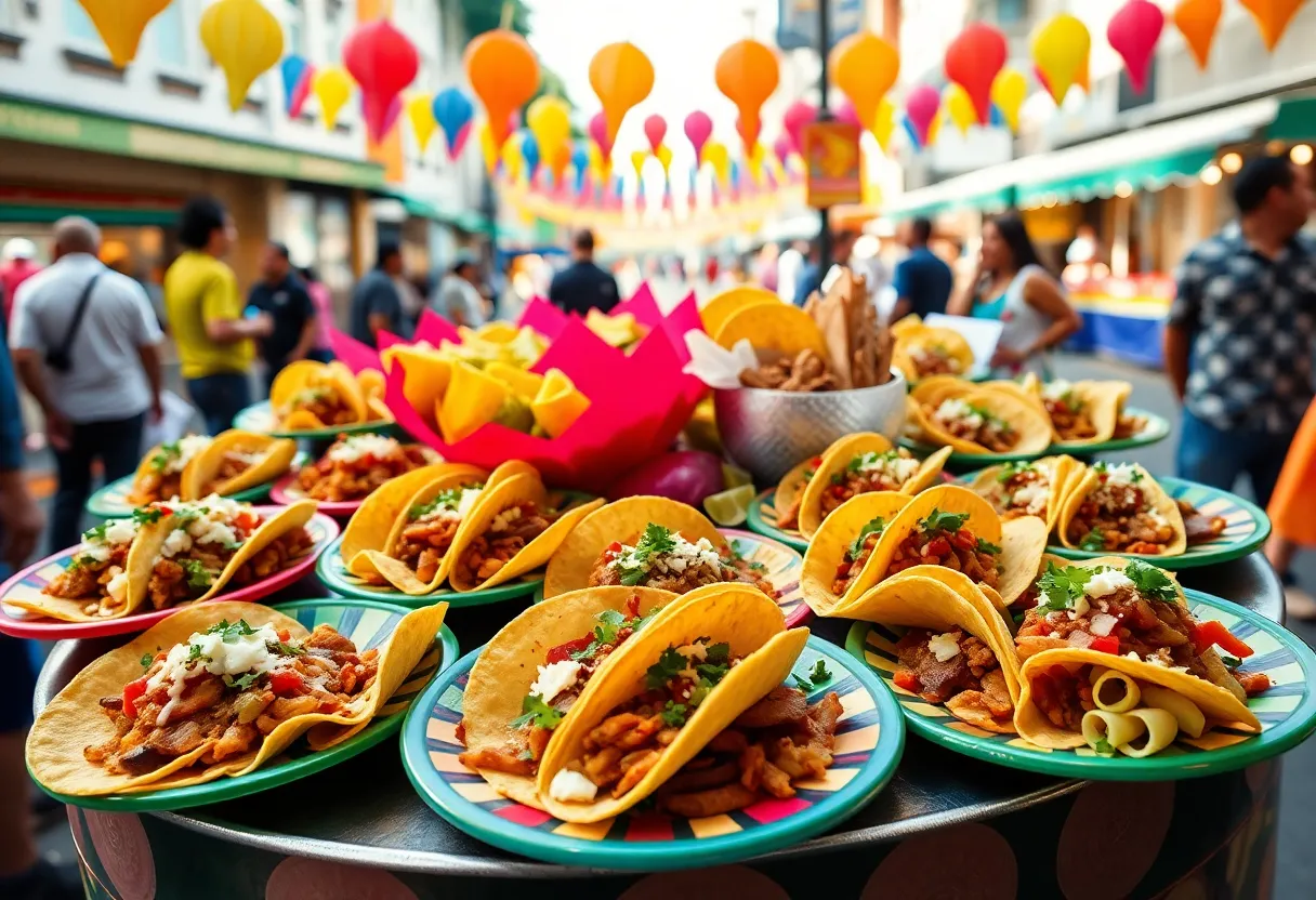 A colorful display of tacos celebrating National Taco Day
