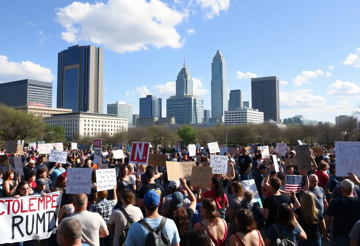 Crowd of protesters at No Kings event in Austin
