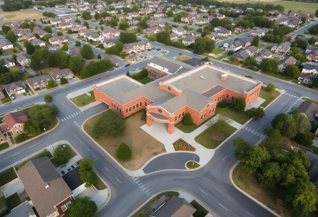 Aerial view of Oak Springs Elementary School in Austin