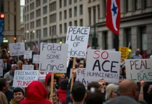 Activists protesting for peace in Gaza.