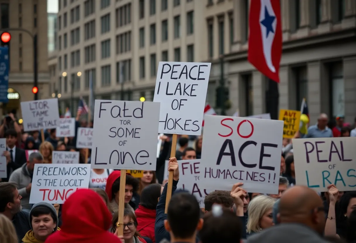 Activists protesting for peace in Gaza.