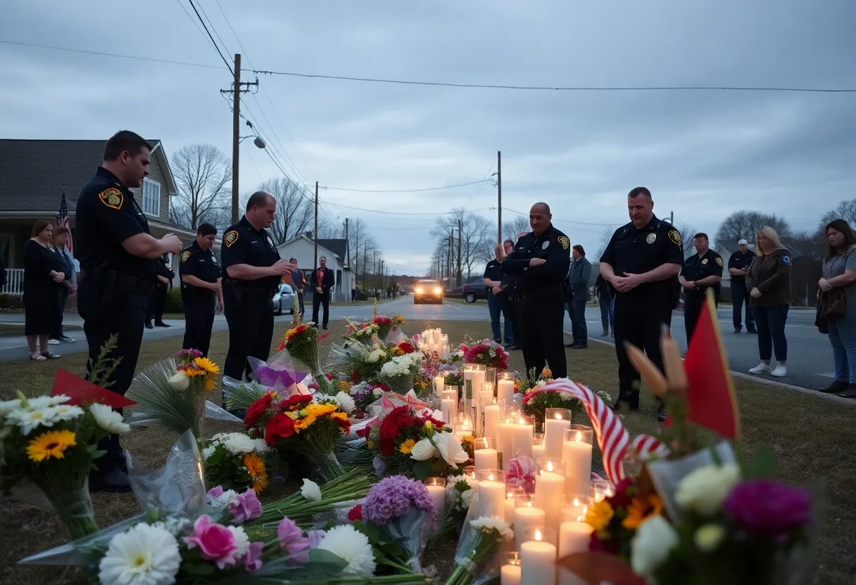 Community vigil in Runge with flowers and candles