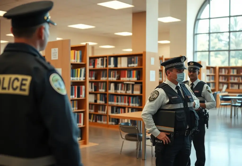 Police responding to a shooting incident at Austin Central Library