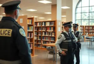 Police responding to a shooting incident at Austin Central Library